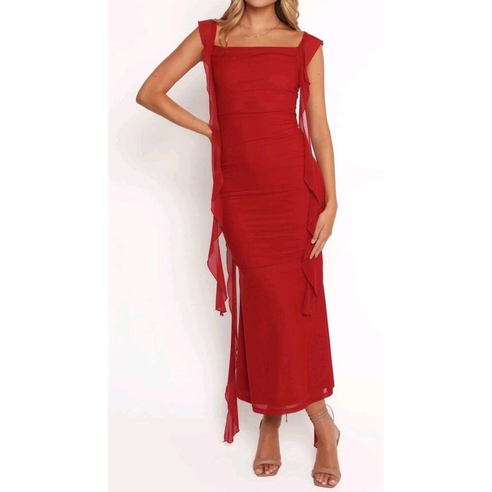 Sz L - Petal And Pup Red Dress Chiara Maxi